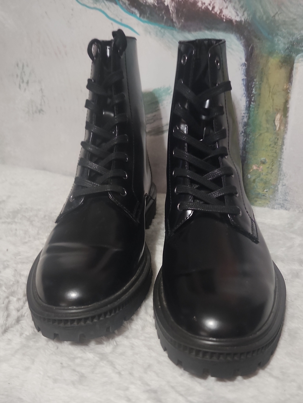NWT Express Men’s Black Leather Combat Boots Size 9